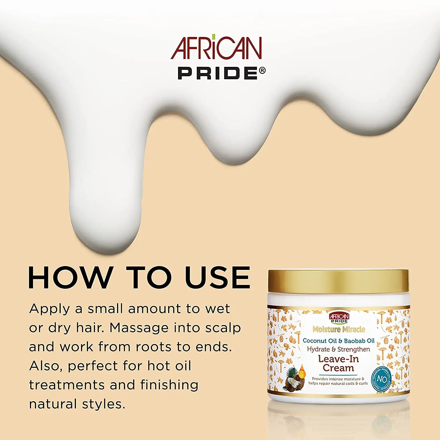 Leave-In Crème Baobab & Coco 425g - AFRICAN PRIDE MOISTURE MIRACLE