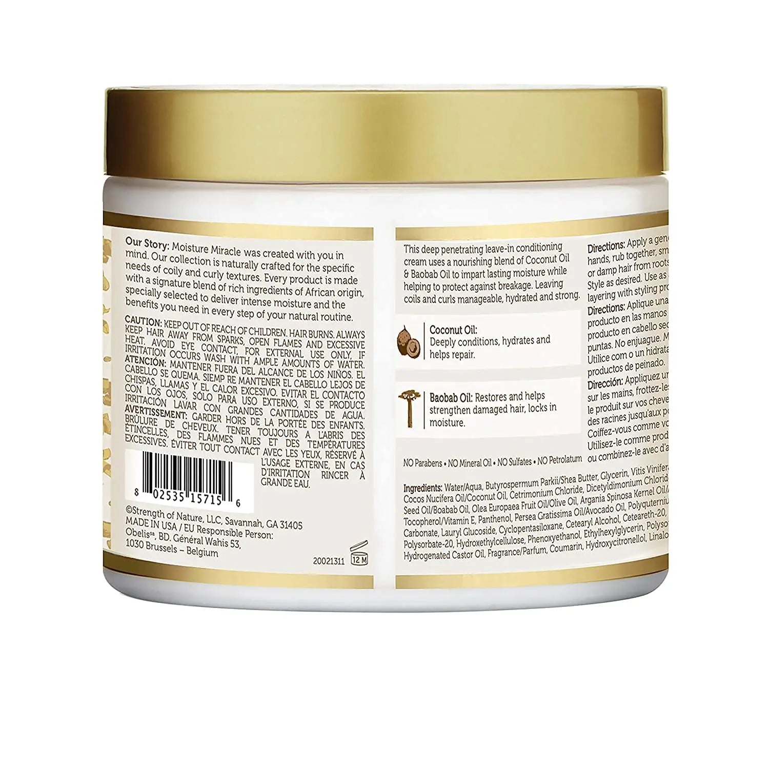 Leave-In Crème Baobab & Coco 425g - AFRICAN PRIDE MOISTURE MIRACLE