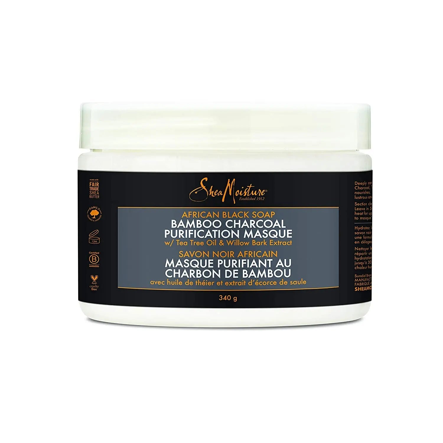 SHEA MOISTURE – AFRICAN BLACK SOAP - BAMBOO CHARCOAL - Purification Masque 340g