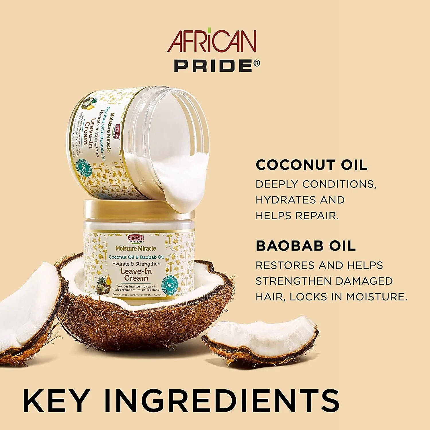 Leave-In Crème Baobab & Coco 425g - AFRICAN PRIDE MOISTURE MIRACLE