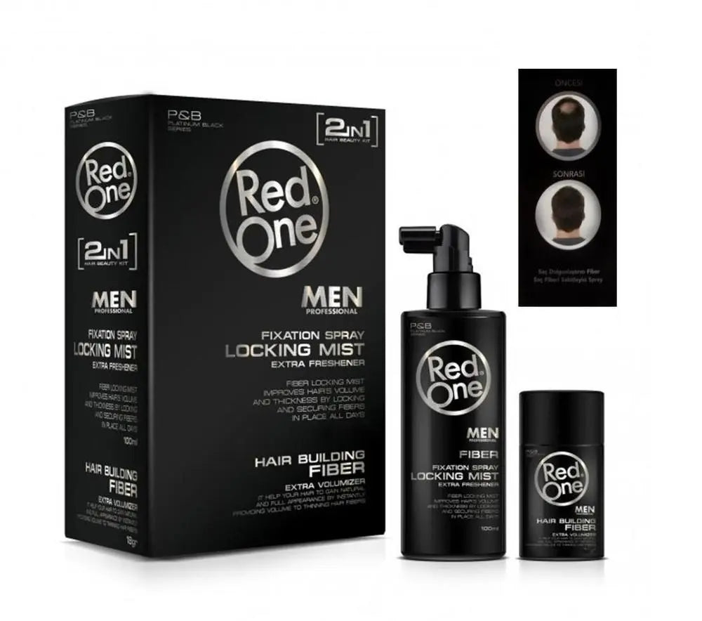Kit Fibre Capillaire Noir + Spray Fixant - RED ONE